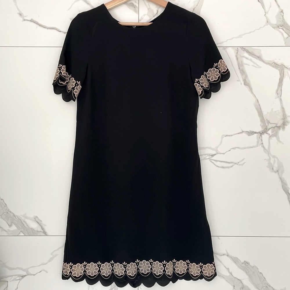 Black scalloped trim dress
